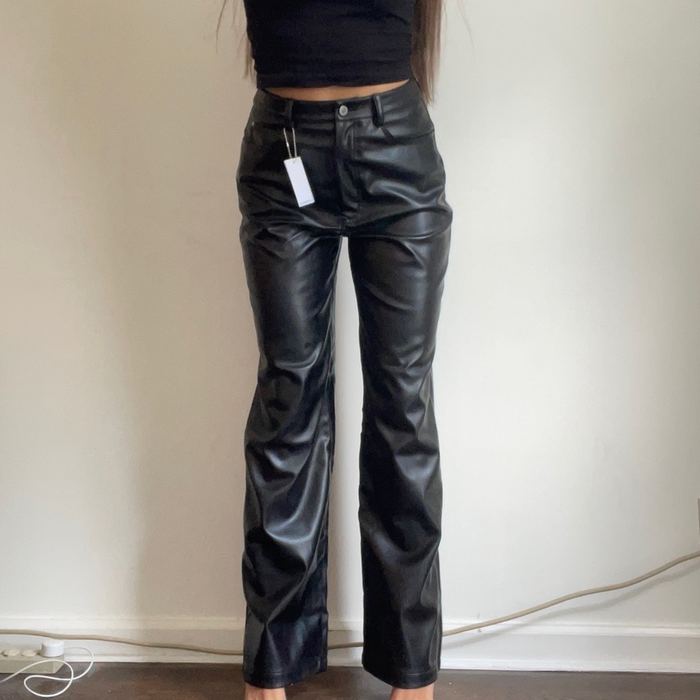 WeWoreWhat faux leather wide leg pants NWT